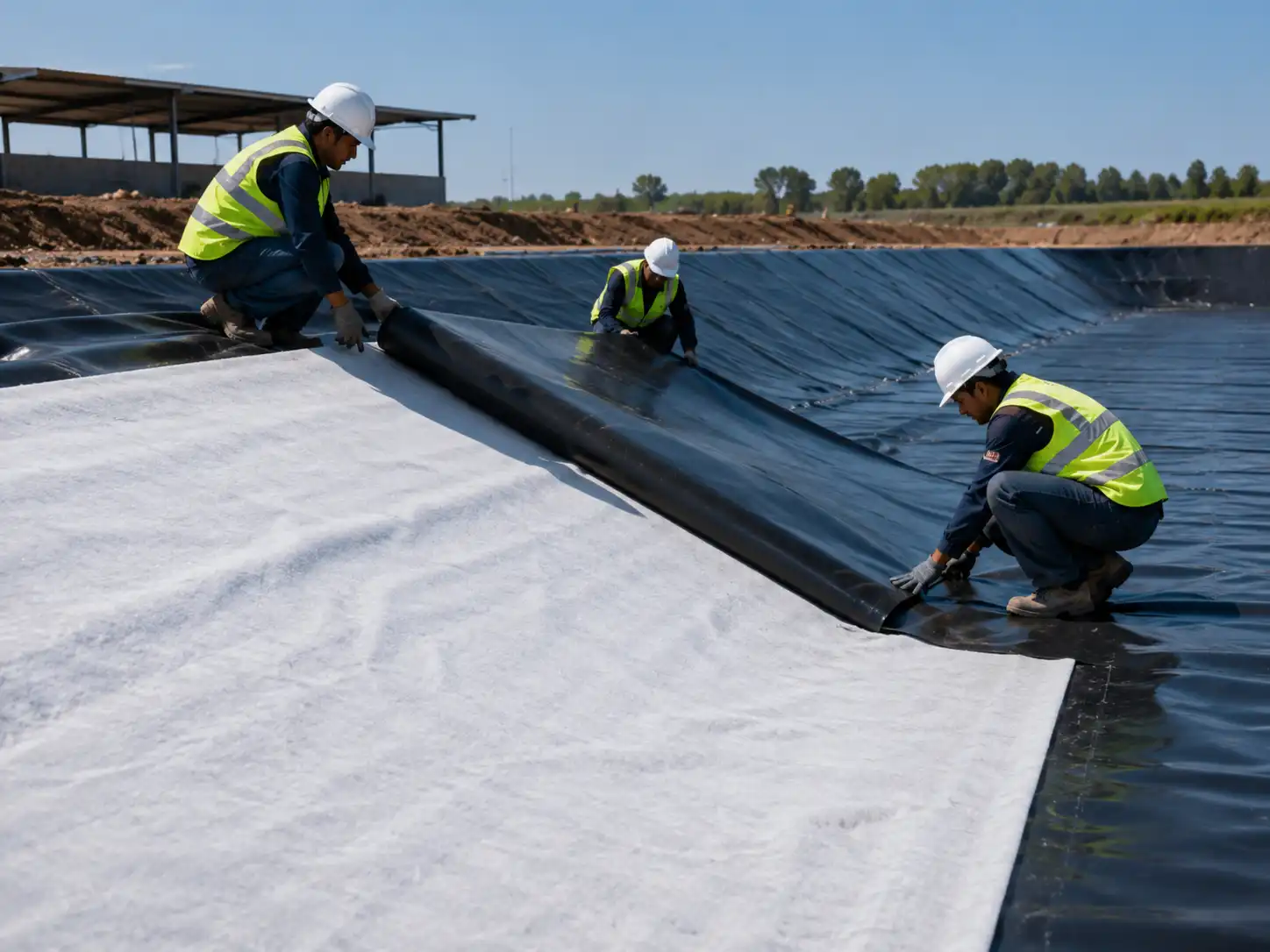 Nonwoven geotextile protection layer under geomembrane